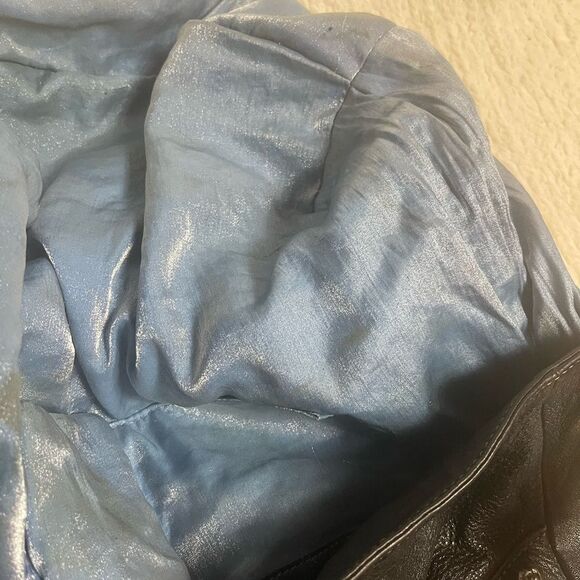 MAXX New York leather Black Studded large hobo Bag silver tone hardwares - Picture 6 of 10